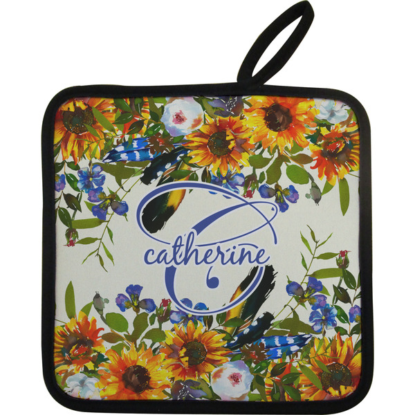 Custom Sunflowers Pot Holder w/ Name and Initial