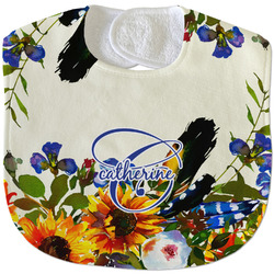 Sunflowers Velour Baby Bib w/ Name and Initial