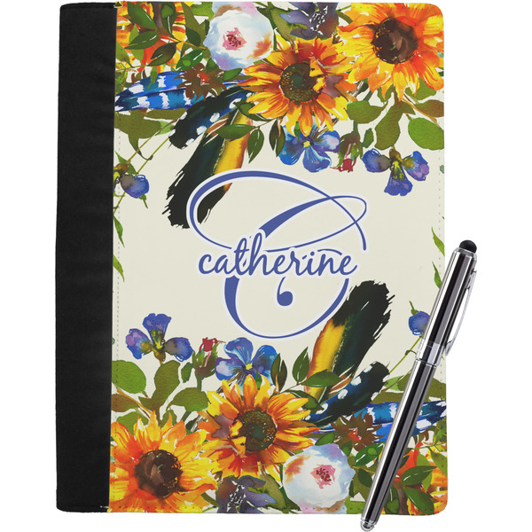 Custom Sunflowers Notebook Padfolio - Large w/ Name and Initial