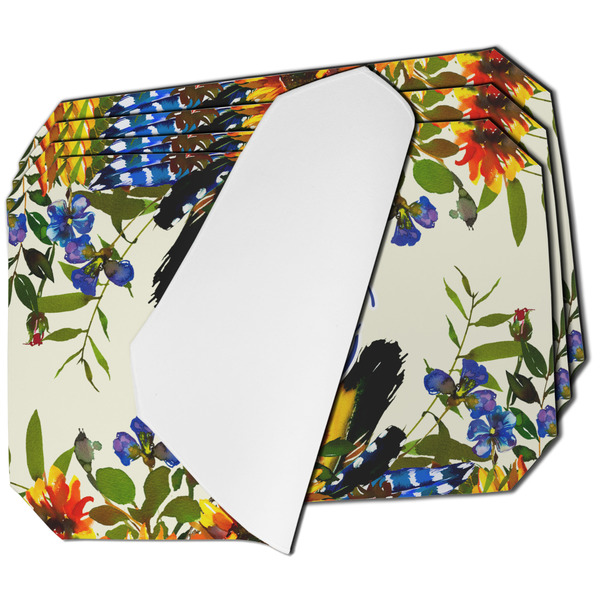 Custom Sunflowers Dining Table Mat - Octagon - Set of 4 (Single-Sided) w/ Name and Initial