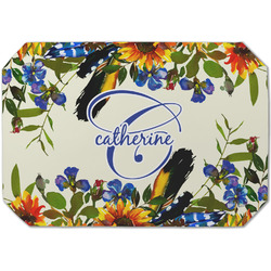 Sunflowers Dining Table Mat - Octagon (Single-Sided) w/ Name and Initial