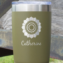 Sunflowers 20 oz Stainless Steel Tumbler - Olive - Single Sided (Personalized)