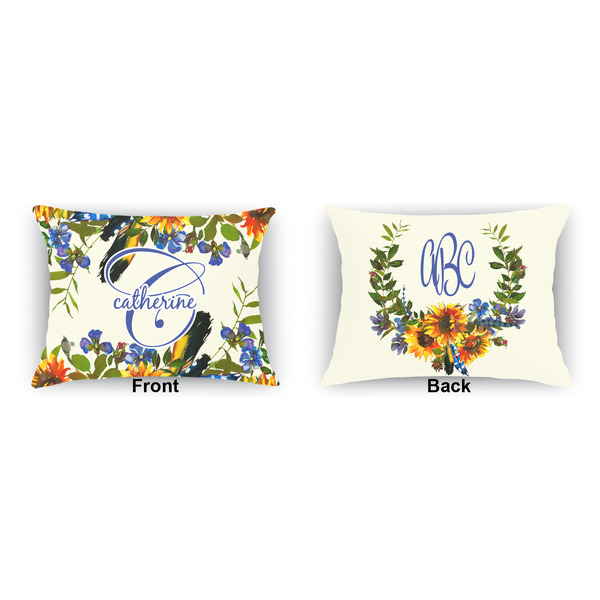 Sunflowers Outdoor Rectangular Throw Pillow (Front and Back)