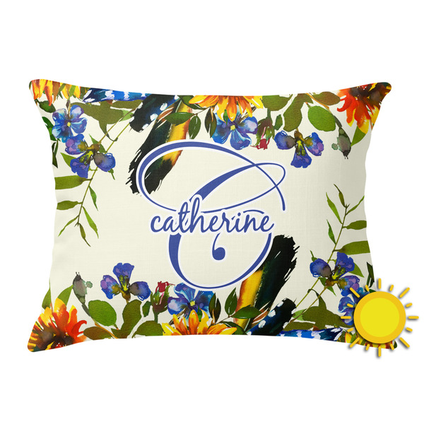 Custom Sunflowers Outdoor Throw Pillow (Rectangular) (Personalized)