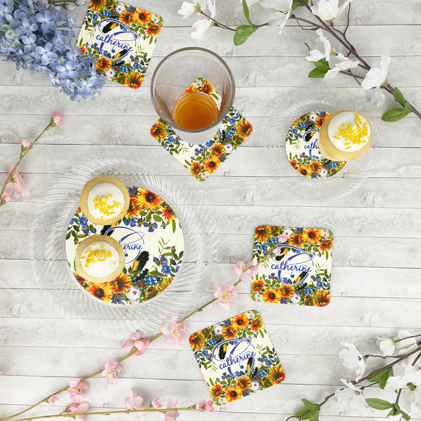 Sunflowers Paper Coasters - In Context