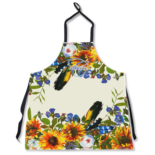 Custom Sunflowers Apron Without Pockets w/ Name and Initial