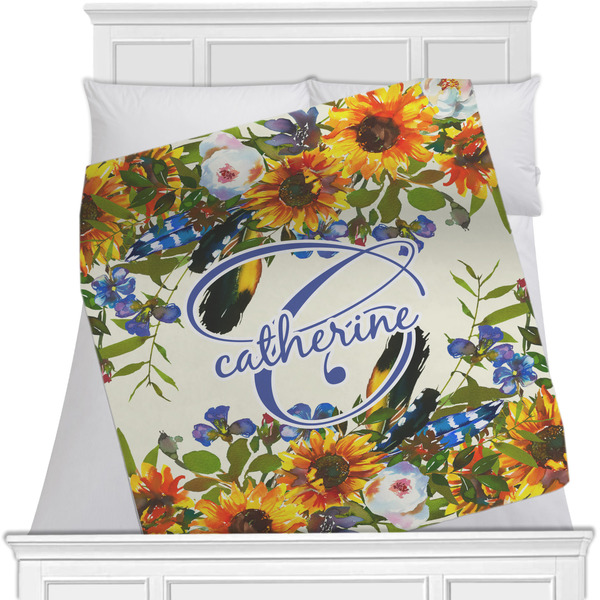 Custom Sunflowers Minky Blanket - 40"x30" - Double Sided (Personalized)