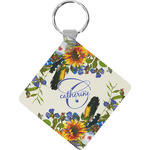 Sunflowers Diamond Plastic Keychain w/ Name and Initial