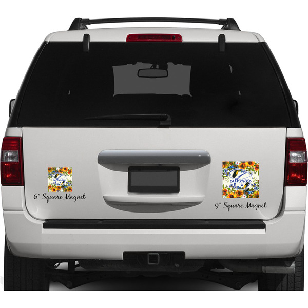 Sunflowers Personalized Square Car Magnets on Ford Explorer