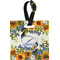 Sunflowers Plastic Luggage Tag - Square w/ Name and Initial