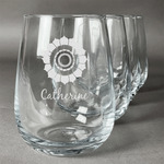Sunflowers Stemless Wine Glasses (Set of 4) (Personalized)