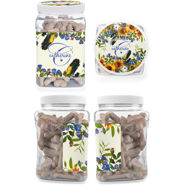 Sunflowers Pet Treat Jar - Multiple Angles