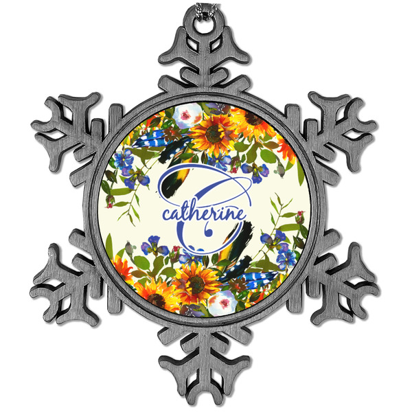 Custom Sunflowers Vintage Snowflake Ornament (Personalized)