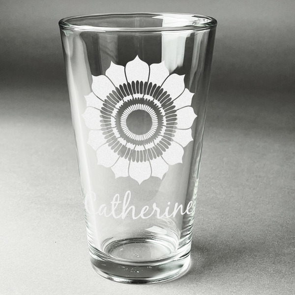 Custom Sunflowers Pint Glass - Engraved (Single) (Personalized)