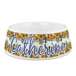 Sunflowers Plastic Dog Bowl (Personalized)