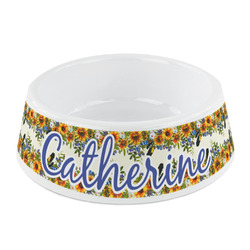 Sunflowers Plastic Dog Bowl - Small (Personalized)