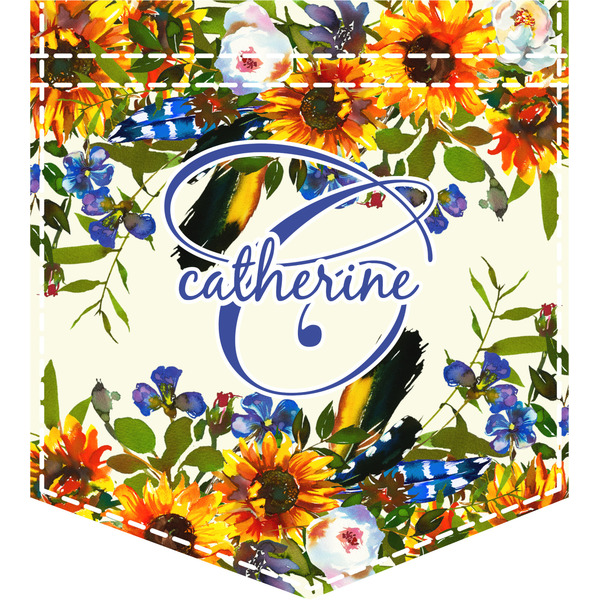 Custom Sunflowers Iron On Faux Pocket (Personalized)