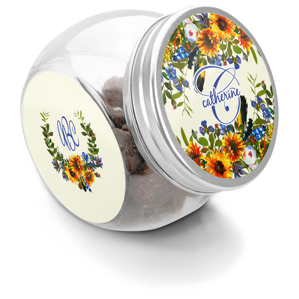 Custom Sunflowers Puppy Treat Jar (Personalized)