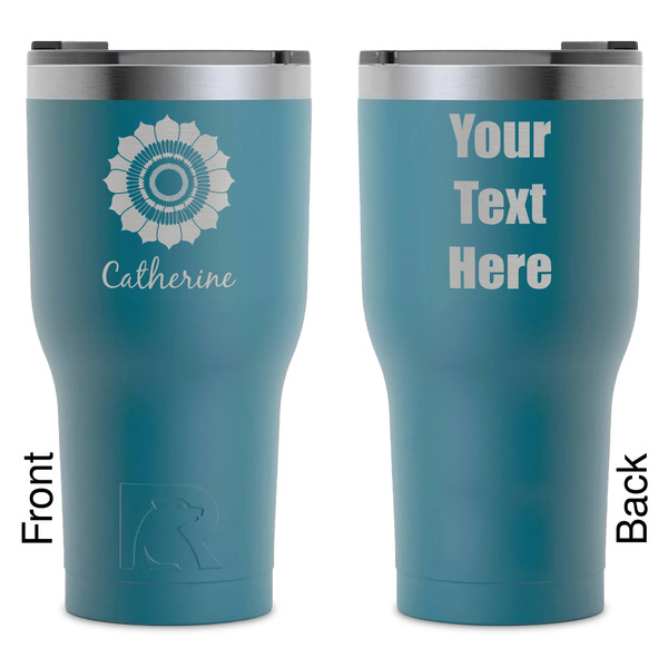 Custom Sunflowers RTIC Tumbler - Dark Teal - Laser Engraved - Double-Sided (Personalized)