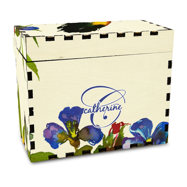 Custom Sunflowers Wood Recipe Box - Full Color Print (Personalized)