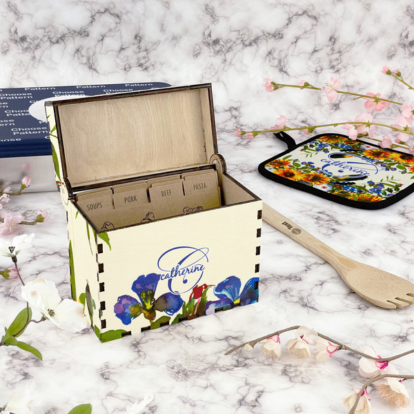 Sunflowers Recipe Box - Full Color - In Context