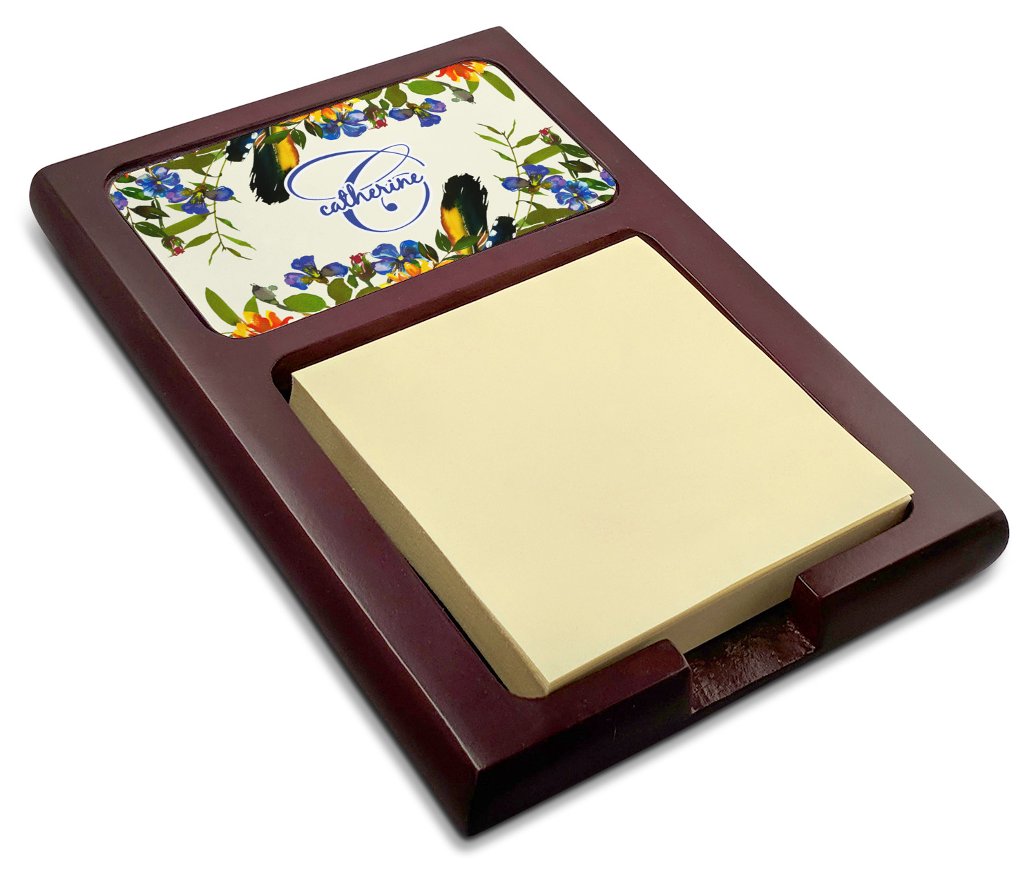 Custom Sunflowers Red Mahogany Sticky Note Holder (Personalized