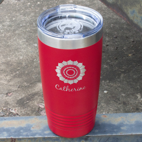 Sunflowers Red Polar Camel Tumbler - 20oz - Angled