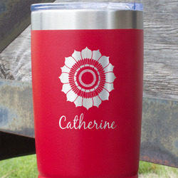 Sunflowers 20 oz Stainless Steel Tumbler - Red - Single Sided (Personalized)