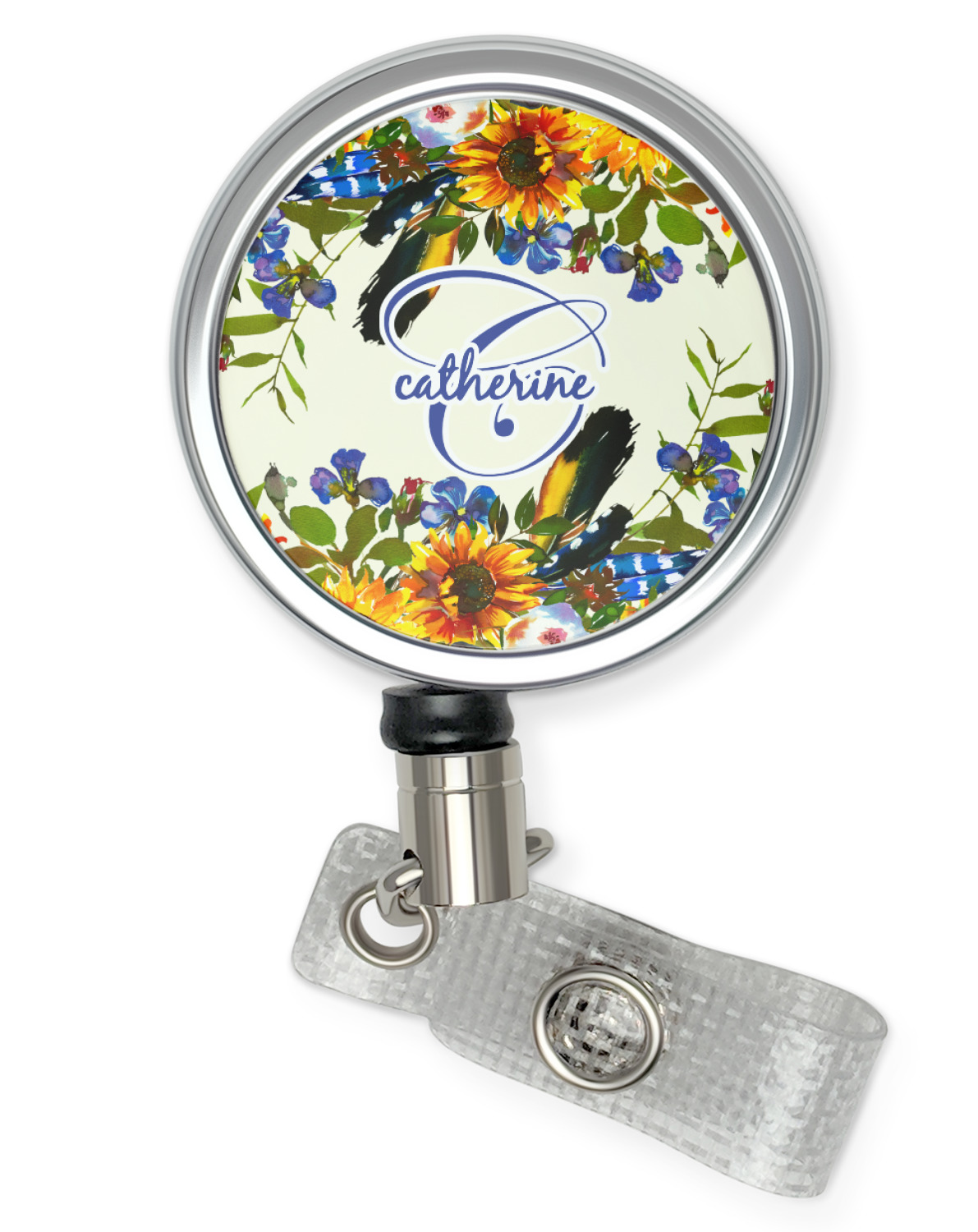Custom Sunflowers Retractable Badge Reel (Personalized) YouCustomizeIt