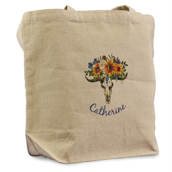 Custom Sunflowers Reusable Cotton Grocery Bag (Personalized)