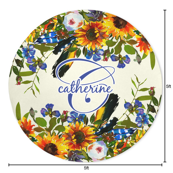 Sunflowers Round Area Rug - Size