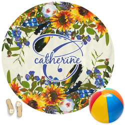 Sunflowers Round Beach Towel (Personalized)