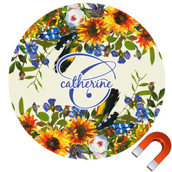 Sunflowers Round Car Magnet - 6" (Personalized)