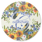 Sunflowers Round Rubber Backed Coaster (Personalized)