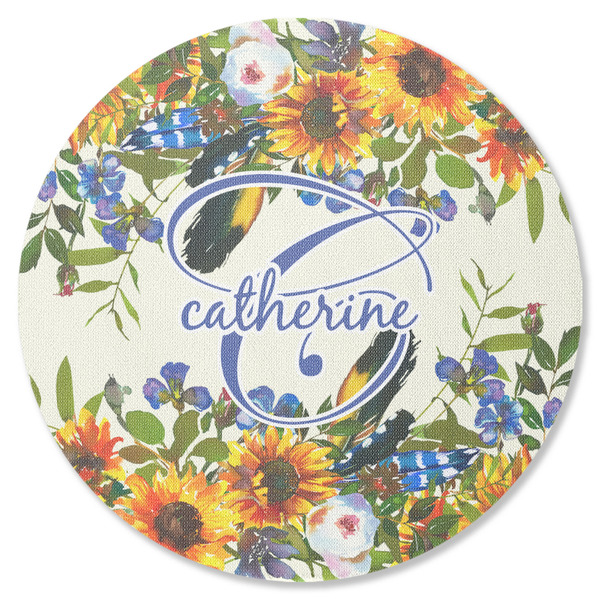 Sunflowers Round Coaster Rubber Back - Single