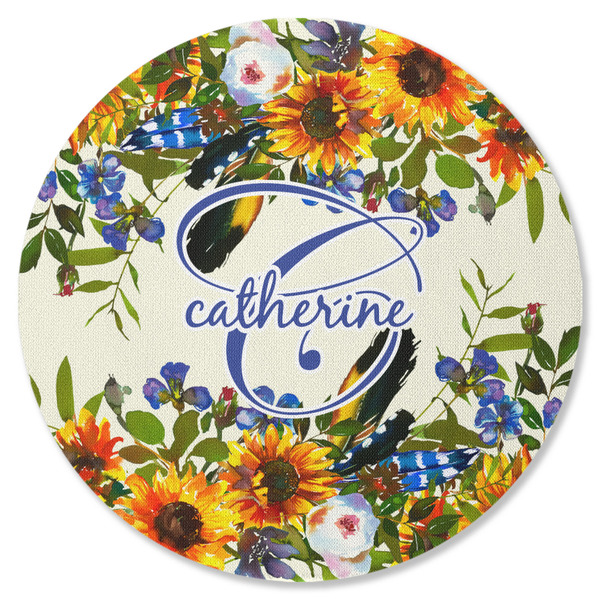 Sunflowers Round Coaster Rubber Back - Single