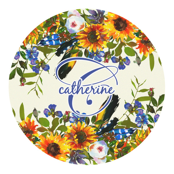 Custom Sunflowers Round Decal - Small (Personalized)