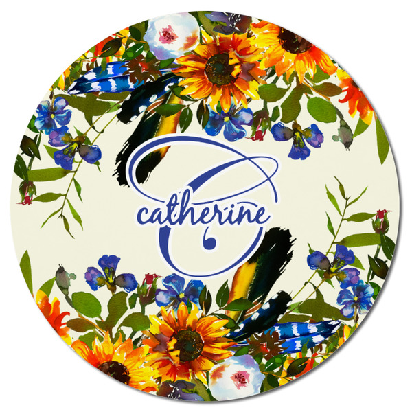 Sunflowers Round Fridge Magnet - FRONT