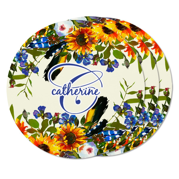 Sunflowers Round Fridge Magnet - THREE