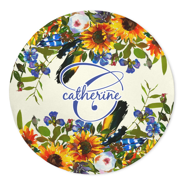 Custom Sunflowers 5' Round Indoor Area Rug (Personalized)