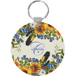 Sunflowers Round Plastic Keychain (Personalized)