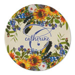 Sunflowers Round Linen Placemat - Single Sided (Personalized)