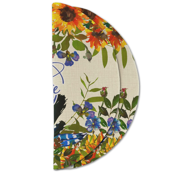 Sunflowers Round Linen Placemats - HALF FOLDED (double sided)