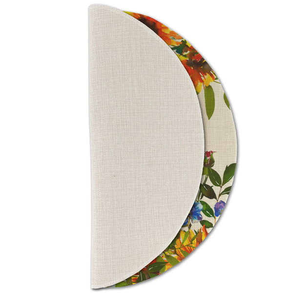 Sunflowers Round Linen Placemats - HALF FOLDED (single sided)
