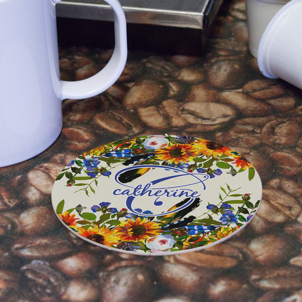 Sunflowers Round Paper Coaster - Front