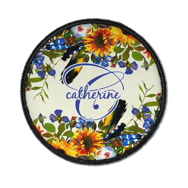 Custom Sunflowers Iron On Round Patch w/ Name and Initial