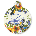 Sunflowers Round Pet ID Tag - Large (Personalized)