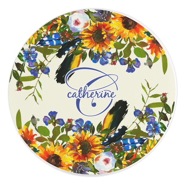 Custom Sunflowers Round Stone Trivet (Personalized)