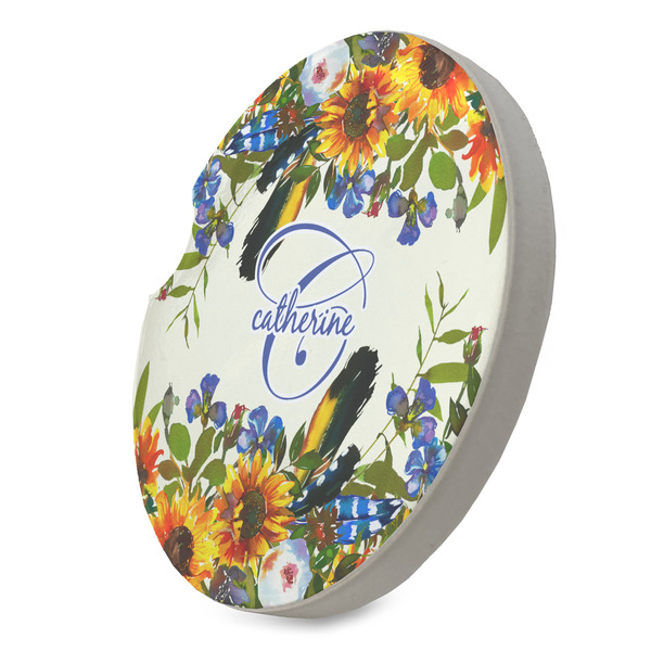 Sunflowers Sandstone Car Coaster - STANDING ANGLE