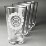 Sunflowers Pint Glasses - Engraved (Set of 4) (Personalized)
